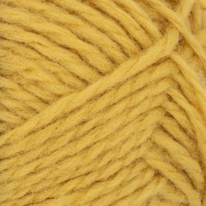 May include: A close-up view of mustard yellow yarn featuring a multi-ply twisted construction. The fibers exhibit a soft, slightly fuzzy texture with visible individual strands woven together in a consistent diagonal pattern throughout the entire frame.