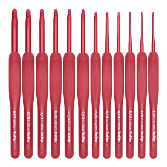 Tulip Etimo Red Individual crochet hooks - Ergonomic crochet hooks - Soft grip hook - Crochet gift - Crochet tools