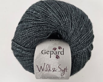 WILD & SOFT Gepard Garn - Fil de soie tussah et de laine mérinos - Fil doux - Fil à doigts - 240 mètres par 50 grammes