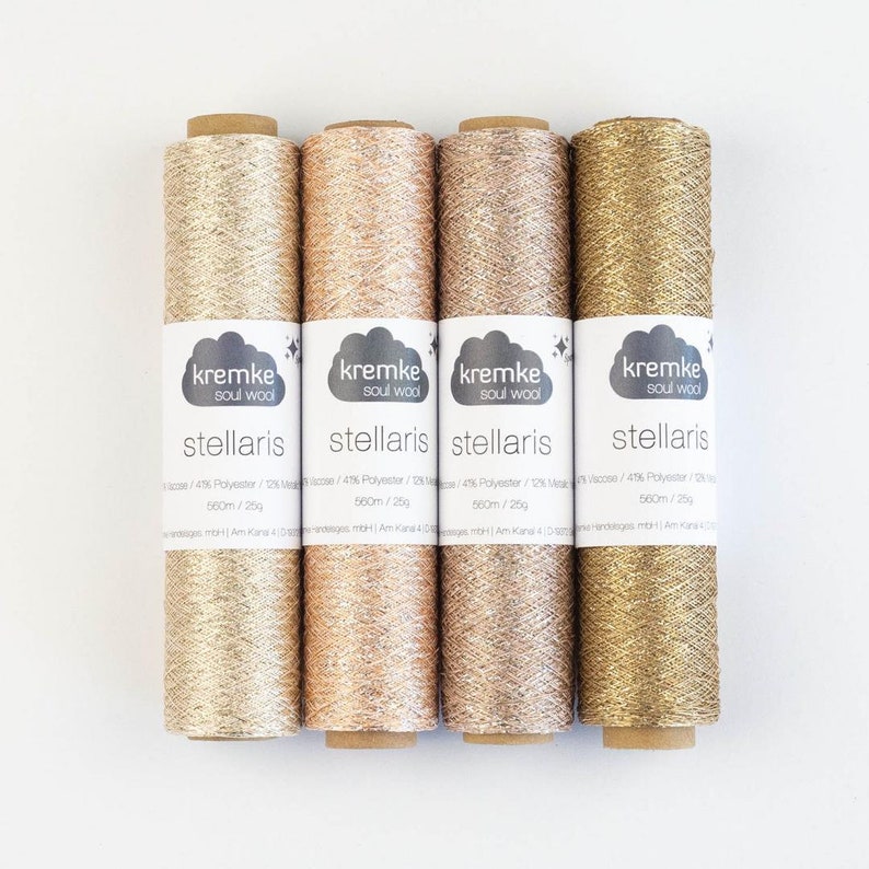 Glitter yarn STELLARIS Kremke Metallic yarn Lace yarn Sparkle yarn Shimmering yarn Christmas yarn Gold yarn Silver yarn image 10