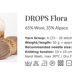 Alpaca and Wool yarn DROPS FLORA Yarn for knitting Sock yarn Crochet yarn Thin yarn Wool blend yarn image 2