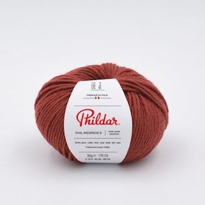 Filato di lana merino MERINOS 6 (Phildar) Filato di peso Aran - Lana non pruriginosa - Filato pettinato in matasse da 1,8 oz