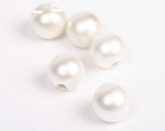 Pearl ball shaped buttons 12 mm - White buttons pearl - Buttons for clothing - Buttons for crafts - Faux pearl buttons | Quantity 1 piece