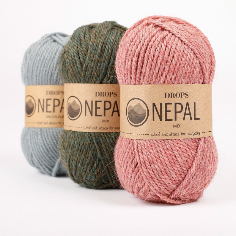 DROPS Nepal Wool Yarn Knitting Yarn Aran Weight Yarn