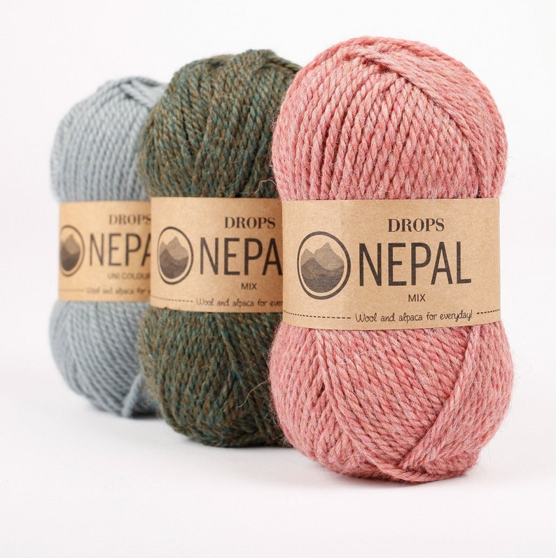 DROPS NEPAL Wollgarn Strickgarn Weiches Garn Warmes Garn Winter Strickgarn Kammgarn Wolle Bild 1