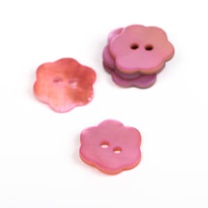 Pink flower buttons 15 mm - Babies buttons - Mother of pearl buttons for kids - Buttons for girl - Shell buttons | Quantity 1 piece