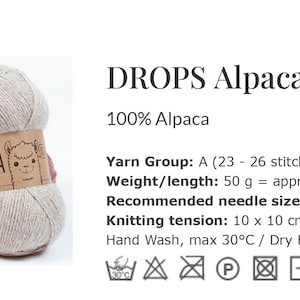 Alpaca yarn, Sock yarn, Knitting wool, Natural fiber yarn, Alpaca wool yarn, Alpaca fiber, Drops Alpaca, Sport weight yarn, Superfine alpaca image 2