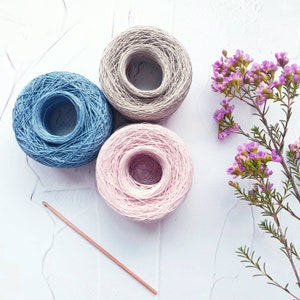 Lithuanian LINEN lace weight yarn, Summer yarn in 50 g 1.8 oz balls, linen yarn zdjęcie 9