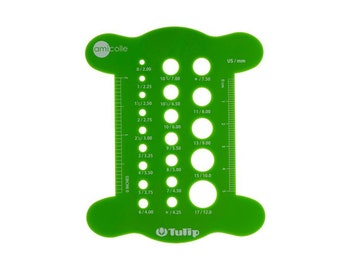 TULIP Needle Gauge Measurement tool - with millimetres on one side and US inches on the other - many colors