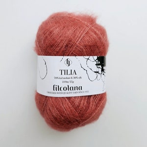 Filcolana TILIA Mohair yarn, Kid mohair and silk lace yarn, Mohair yarn for knitting 25 g - 210 m