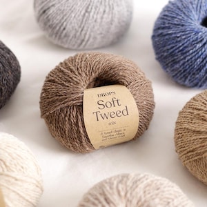 Tweed DK Garn aus Merino Wolle und Alpaka für Pullover, Mützen, Westen - Drops Garn SOFT TWEED Wollgarn - 50 g 130 m