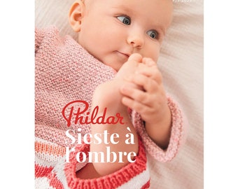 Knitting for baby - 33 knitting patterns for babies NB to 18M - Knitting magazine in French PHILDAR no. 223 - English term dictionary added