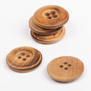 Round Olive Wood Buttons - Natural Buttons - Wooden Buttons for kids - Diameter 15 mm-20 mm-25 mm - Four Holes Buttons | Quantity 1 button