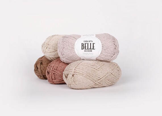  Knitting Yarn of Cotton, Viscose and Linen, Drops Belle, DK,  Light Worsted Weight, 1.8 oz 131 Yards (04 Dandelion)