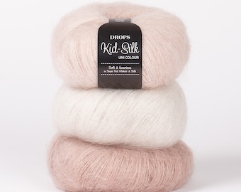 Fil de mohair, Kid mohair, DROPS Kid-Silk, Fil de dentelle, Fil de soie mohair, Fil à tricoter, Fil à tricoter, Fil de laine, Super kid mohair,