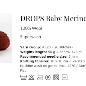 Superwash Merino Wool Drops BABY MERINO Fingering Weight Yarn 50g 191 Yards image 11