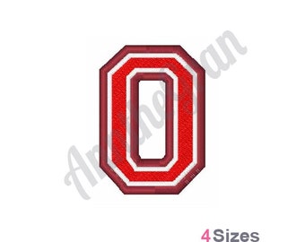 University Font O Design. Machine Embroidery Design. Athletic Letter Embroidery Design. Alphabet Pattern. ABC Embroidery Design