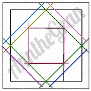 Framed Quilt Embroidery Design. Machine Embroidery Design. Square Quilt Embroidery Pattern. Quilt Block Pattern. Line Quilt Block Pattern