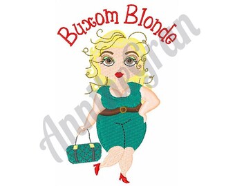 Woman With Purse Embroidery Design. Machine Embroidery Design. Buxom Blonde Embroidery Design. Blonde Lady Pattern. Beautiful Babe Design