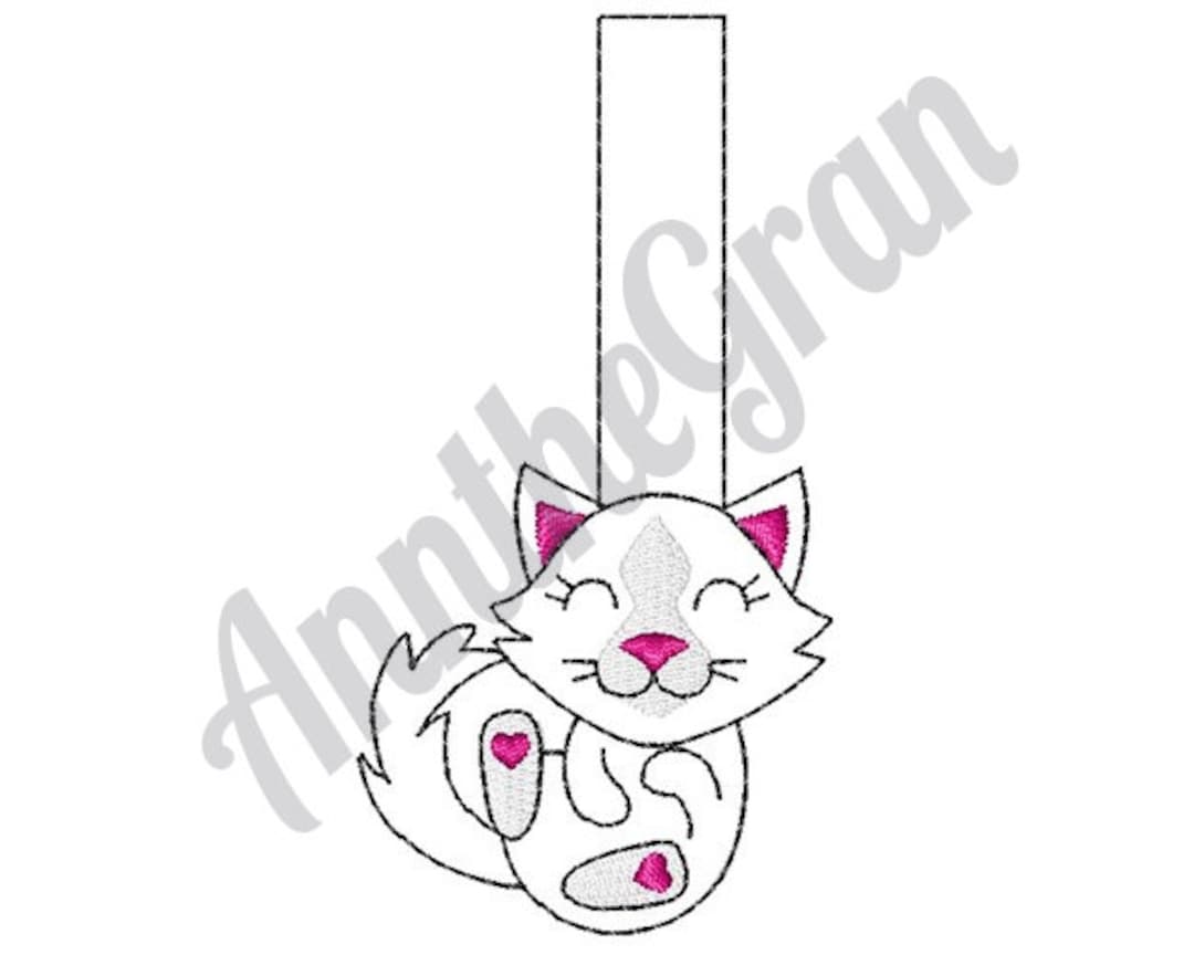 Cat Key Fob Applique - Machine Embroidery Design. Cat Key Fob ...