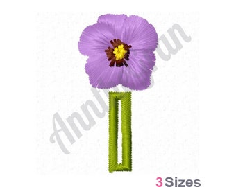 Violette Blume & Knopf Stickdatei. Stickdatei für die Stickmaschine. Veilchen-Stickerei-Muster. Blumen Knopf Stickmuster