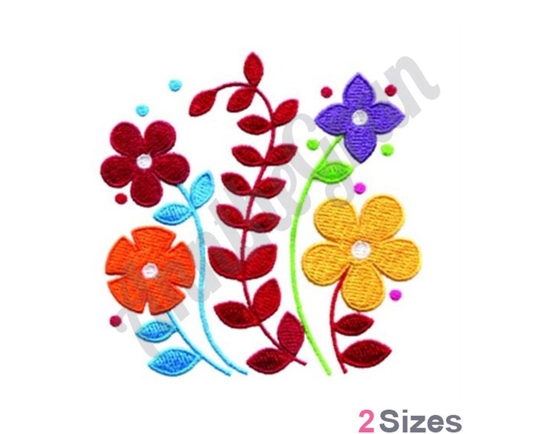 Flowers Machine Embroidery Design 2 Sizes, Floral Spring Embroidery ...