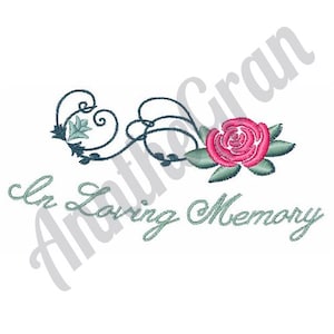 In Loving Memory - Machine Embroidery Design. Red Rose Decor Embroidery Design. Memorial Embroidery Pattern. Condolences Embroidery Design