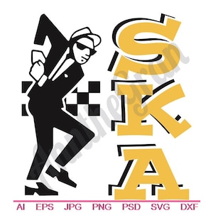 SKA Tänzer Schmuck, Dxf, Eps, Png, Jpg, Vektorkunst, Clipart, Schnittdatei, SKA Rahmen, Skank Rahmen, Punk Rock Rahmen, Zwei Ton Rahmen, Schachbrett Motiv Rahmen