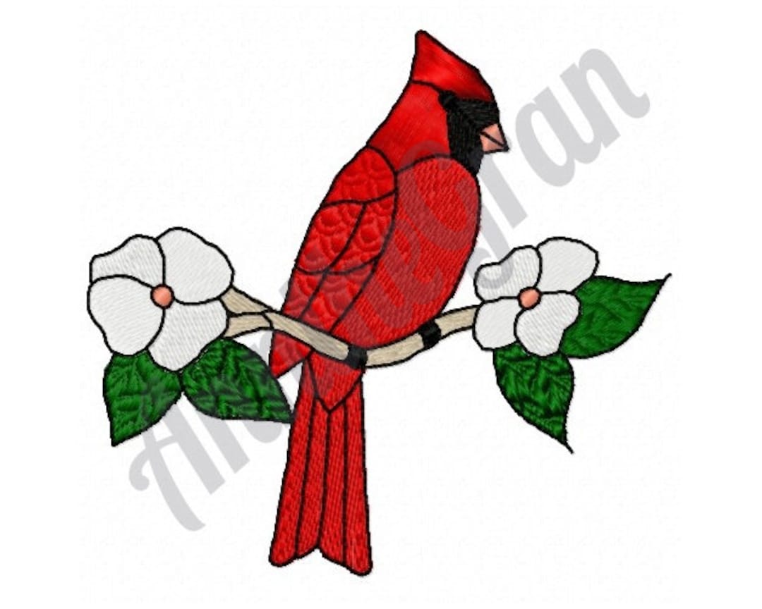 Cardinal Embroidery Design. White Dogwood Embroidery Design. Spring ...