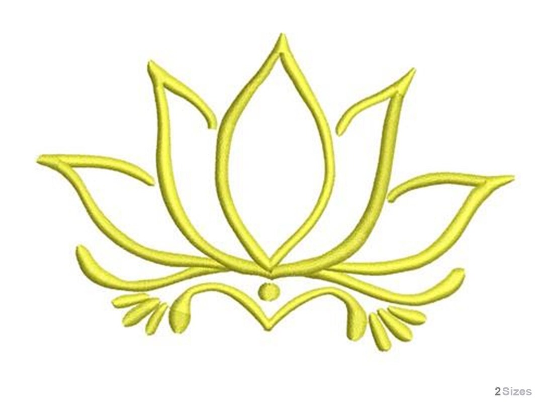 Yellow Lotus Outline - Machine Embroidery Design - 2 Sizes, Lotus ...