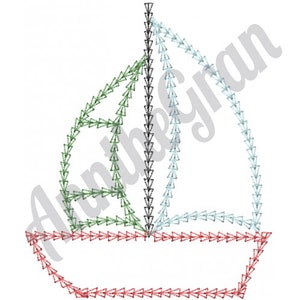Sailboat Applique Embroidery Design. Machine Embroidery Design. Sailboat Embroidery Design. Outline Embroidery Design
