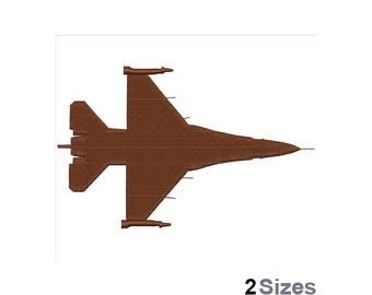 Silueta de avión de combate - Diseño de bordado a máquina - 2 tamaños, diseño de bordado de avión militar