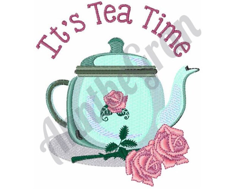 Tea Time Embroidery Design. Machine Embroidery Design. Tea Etsy
