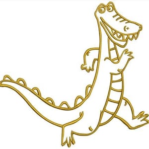 Goofy Alligator Outline - Machine Embroidery Design - 2 Sizes, Gator Embroidery Pattern,