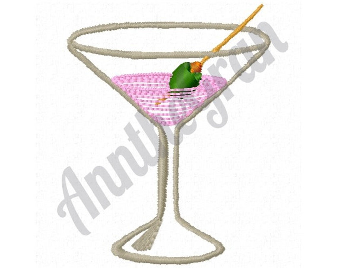 Martini Glass Embroidery Design. Machine Embroidery Design. Etsy Canada