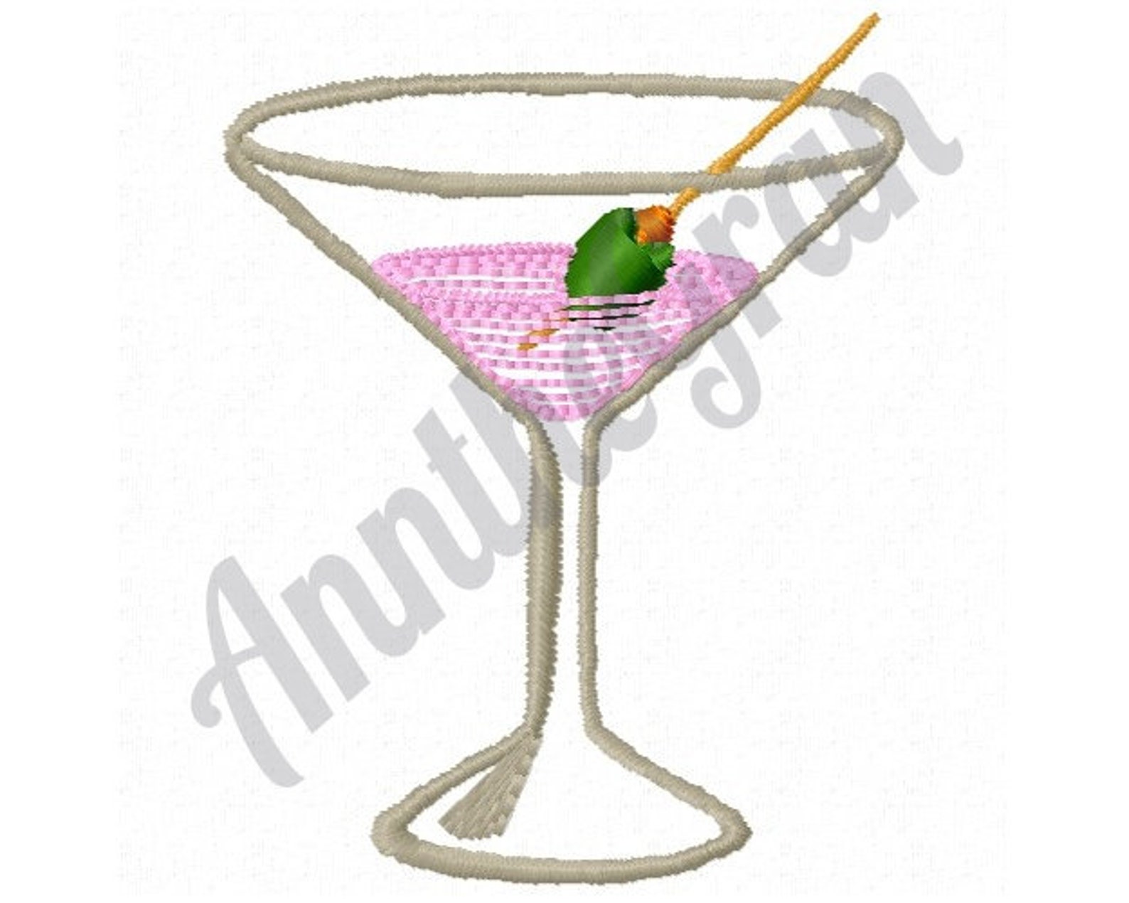 Martini Glass Embroidery Design. Machine Embroidery Design. Etsy