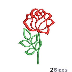 Rose Outline - Machine Embroidery Design - 2 Sizes, Red Rose Embroidery Pattern, Love Flower Embroidery Design, Floral Embroidery Design