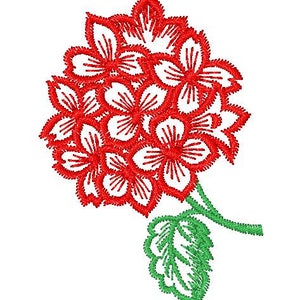 Hortensie Maschinenstickerei, Blumenstickerei