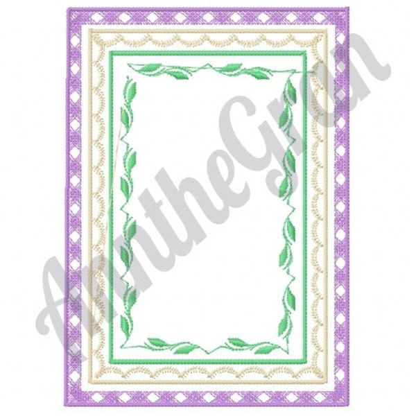 Heirloom Frame Embroidery Design. Machine Embroidery Design. Decorated Frame Embroidery Pattern. Leaf Border Design. Rectangle Embroidery