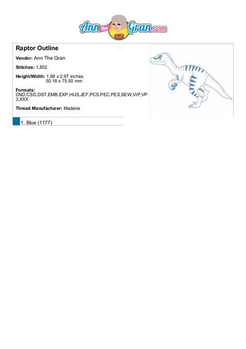 Fun Raptor Outline Raptor Dino Outline - Machine Embroidery Design - 2 Sizes, Dinosaur ...