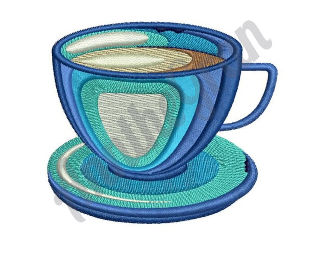 Tea Cup Embroidery Design. Machine Embroidery Design. Coffee Cup
