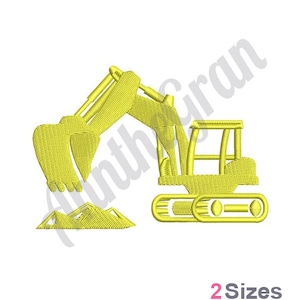 Digging Excavator - Machine Embroidery Design. Excavator Embroidery Design. Backhoe Embroidery Pattern. Digger Embroidery Design