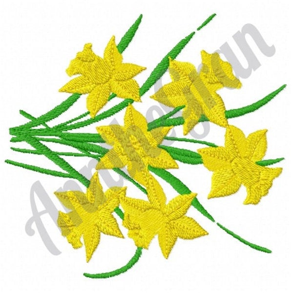 Daffodils Embroidery Design. Machine Embroidery Design. Daffodils Embroidery Pattern. Spring Floral Pattern. Yellow Narcissus Flower Design