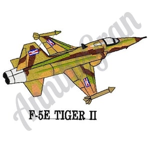 F-5E Tiger II - Machine Embroidery Design. Military Aircraft Embroidery Pattern. Light Fighter Plane Embroidery Design