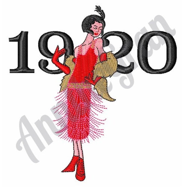 1920s Flapper Girl Embroidery Design. Machine Embroidery Design. Fashion Lady Embroidery Pattern. Vintage Lady Headdress Design Flapper Girl