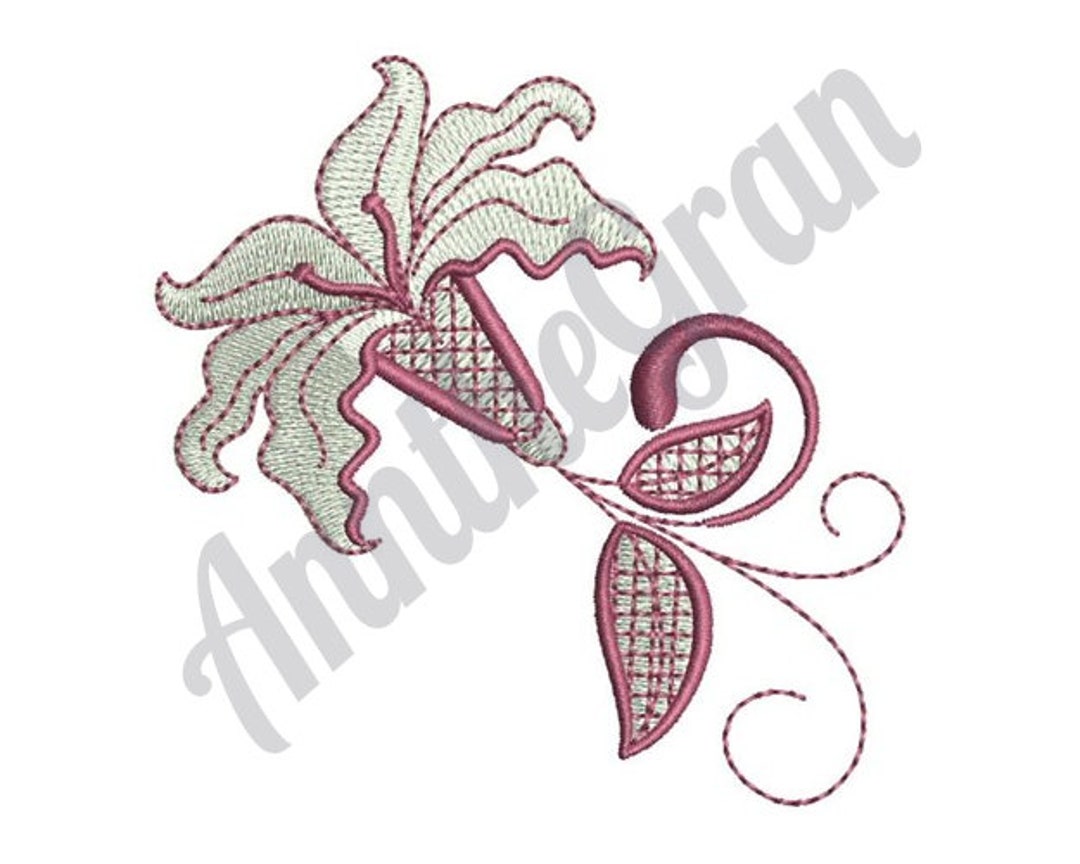 Lily Flower Embroidery Design. Machine Embroidery Design. Etsy