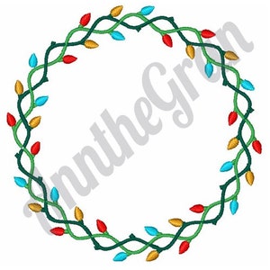 Christmas String Lights - Machine Embroidery Design, Christmas Lights Circle Embroidery Pattern, Xmas Tree Lights Wreath Embroidery Design