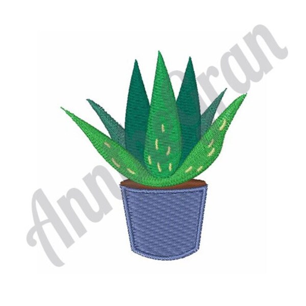 Aloe Plant - Machine Embroidery Design. Aloe Vera Embroidery Pattern. Aloe Pot Embroidery Design