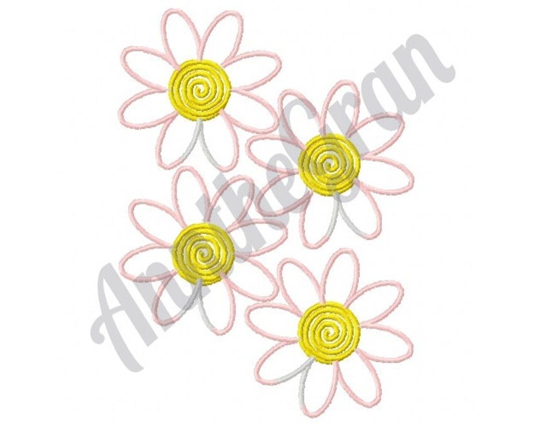 Daisy Flowers Embroidery Design. Machine Embroidery Design. Daisies