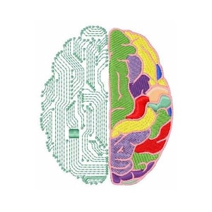 Left Side & Right Side Brain - Machine Embroidery Design, Human Brain Embroidery Pattern, Analytical Brain, Creative Brain Embroidery Design